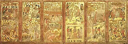 Sogdian figures, wearing Sogdian clothing, Tomb of An Jia, 579 CE.