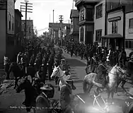 Parade in Nome 1908 showing soldiers