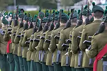 Royal Irish Regiment No.2, with distinctive 'piper green' trousers, caubeen and hackle