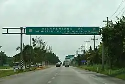 Welcome sign over Highway 307