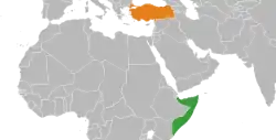 Map indicating locations of Somalia and Turkey