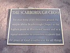 A plate with description under Scarborough Cross