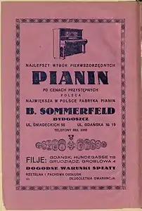 1930 Advertising for Piano Sommerfeld, with German street numbering, "Nr.56"