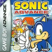 Cover art, depicting Sonic, Tails, Amy, Rocky, and Chao. The game's logo is seen above all characters, and the Sega and Nintendo logos are seen in the right and left hand corners, respectively.