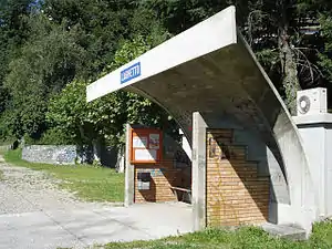 Covered shelter on platform