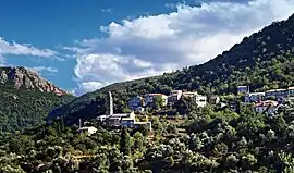 The church and surrounding buildings in Sorio