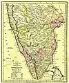 A 1794 map showing the regions ceded by Tipu Sultan under the Treaty of 1792.