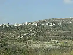 Houses in south An-Naqura. Up on the hill on the right is Ibrahim al-Adham Sheikh tomb.