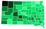 Support for Howie by county:  >10%  7–8%  6–7%  5–6%  4–5%  3–4%  2–3%  1–2%  <1%