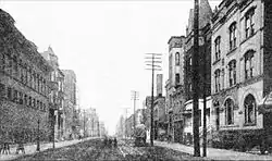 South Dearborn Street in the Levee, c. 1911.  The Everleigh Club, a notorious high-priced brothel, is on the far right.