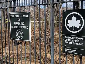 NYC Parks Dept fencing, signs, South of burial ground