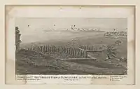 Bangalore Fort as seen from the Kempegowda Lalbagh Tower. Engraving by Claude Martin, from an earlier drawing of a southerly view of Bangalore in Karnataka, published by J. Sewell in 1792.