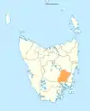 Map showing Southern Midlands LGA in Tasmania