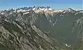 Southern Picket Range seen from Trappers Peak with Glee Peak in upper right corner of frame.