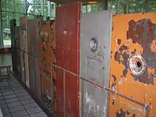 Soviet prison doors on display.
