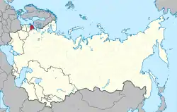 Location of annexed Estonia (red) within the USSR (as of 1945–1991)