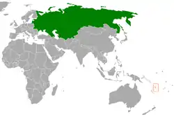 Map indicating locations of Soviet Union and Vanuatu