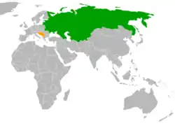 Map indicating locations of Soviet Union and Yugoslavia