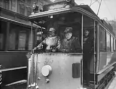 Stockholm tram, winter 1908.