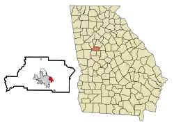 Location in Spalding County and the state of Georgia