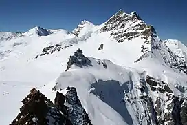 The Sphinx and the Jungfraujoch. Note the prevalence of ice and snow and the absence of vegetation.