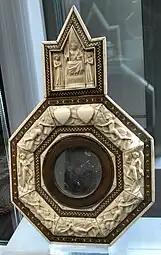 Gothic mirror frame, by the Embriachi workshop, 1st half of the 15th century, wood, bone, horn and bone marquetry, Kunstgewerbemuseum Berlin