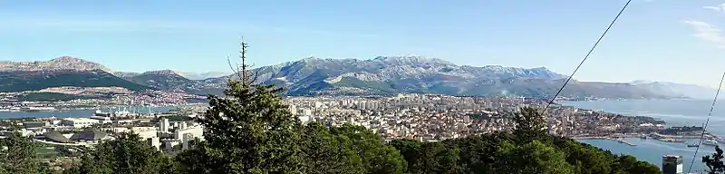 Panorama view of Split and surroundings from atop the Marjan