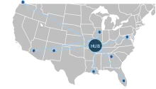 Example of a hub-and-spoke airline network