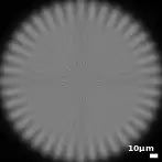 The image of a spoke target as imaged by an aberrated optical system.