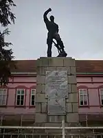 Monument in front of the school in Bobota