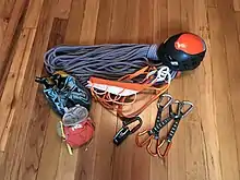 A photo of the equipment used for sport climbing