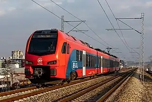 Srbija Voz ŽS 413 approaching Tošin Bunar for a service to Novi Sad