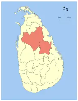 Area map of North Central Province of Sri Lanka