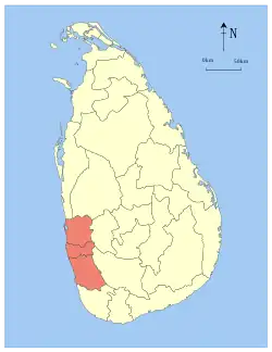 Area map of Western Province of Sri Lanka