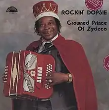 The cover for Rockin' Dopsie's 1986 Crowned Prince of Zydeco (Maison de Soul)