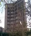 Engineering building (view from Gogol Street) above Zhibek Zholy station (October 2008)