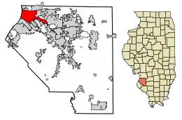 Location of East St. Louis in St. Clair County, Illinois