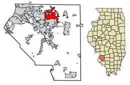 Location of O'Fallon in St. Clair County, Illinois.