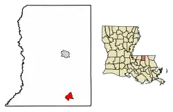 Location of Montpelier in St. Helena Parish, Louisiana.