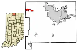 Location of New Carlisle in St. Joseph County, Indiana.