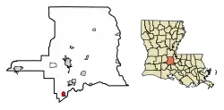 Location of Cankton in St. Landry Parish, Louisiana.