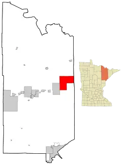 Location of the city of Babbittwithin Saint Louis County, Minnesota
