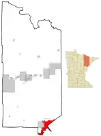 Location of the city of Duluthwithin St. Louis County, Minnesota