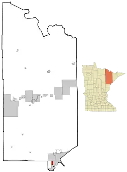 Location of the city of Proctorwithin Saint Louis County, Minnesota
