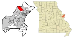 Location of Hazelwood, Missouri