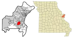 Location of Kirkwood, Missouri