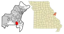 Location of Sunset Hills, Missouri