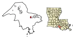 Location of Patterson in St. Mary Parish, Louisiana.