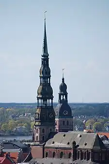 St. Peter's Church, with the tower of the cathedral church behind