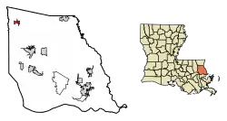 Location of Folsom in St. Tammany Parish, Louisiana.